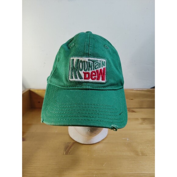 2009 Mountain Dew Logo Green Distressed Baseball Cap Cotton Unisex One Size Read - Picture 1 of 7